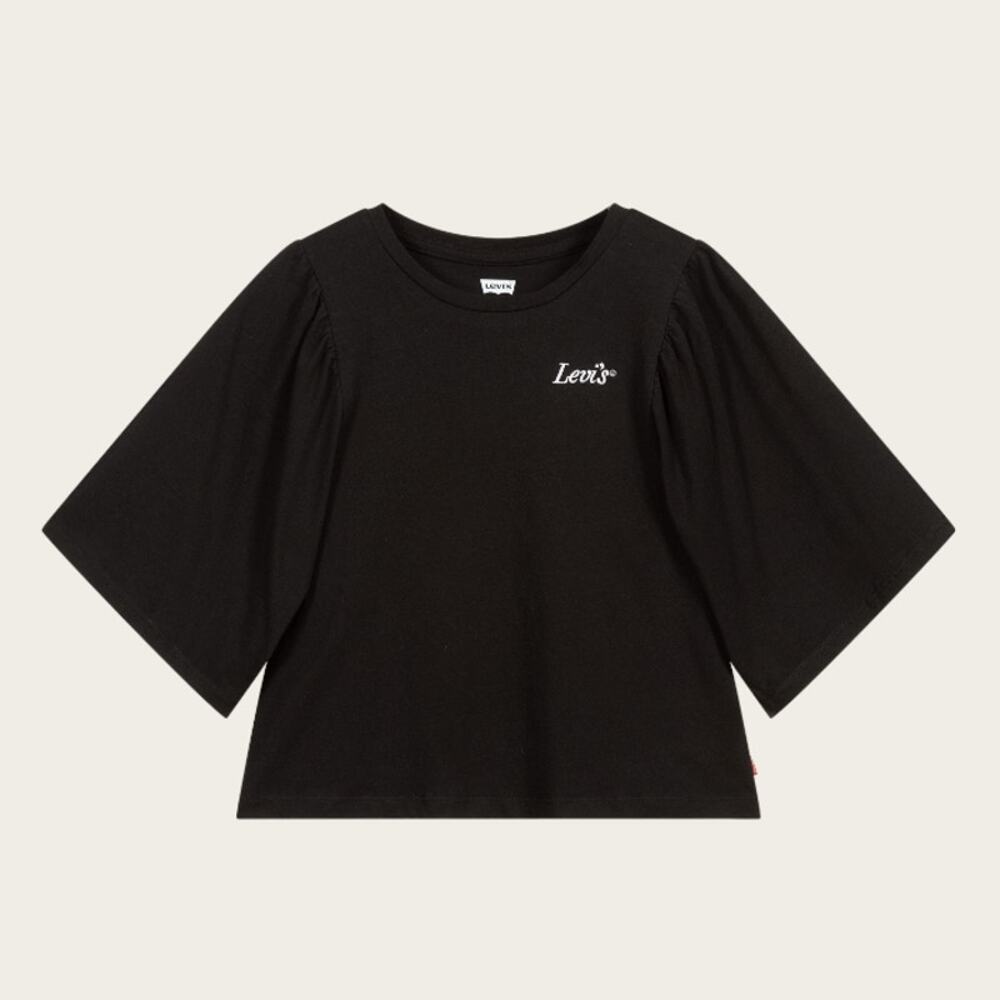 Levi’s Girls Cropped Graphic Tee Shirt | Large 6x Black Boxy Relaxed Fit Casual